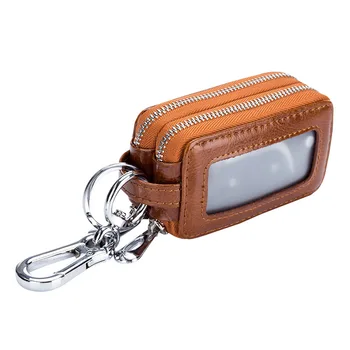 052318 nový hot ženy muži malé kožené dvojité zips kľúča vozidla peňaženky muž kľúč, taška