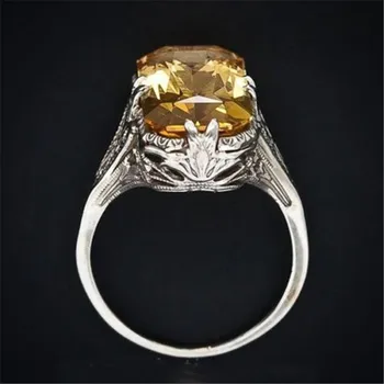 TJP Luxus Rakúskej Kamienkami Žltý Obdĺžnik Prst Prstene Pre Ženy Módne Šperky Strieborné Zirkón Krúžky Lady Svadobné Bijou