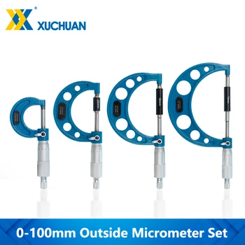 Mimo Mikrometer Nastaviť Špirála Mikrometer 0-100 mm 4pcs Presnosťou 0.01 mm Pre Strojníka Meracie Nástroje Mikrometer