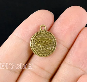 60pcs-Antique Bronze Tón 2 Stranný Egyptský Eye of Horus Charms 18x15mm