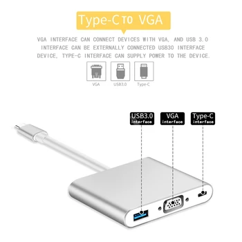 BKSCY Typ C-VGA Kábel USB, C USB 3.1 na VGA Adaptér pre Macbook 12 palcový Chromebook Pixel Lumi 950XL Usb C Hub