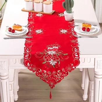 Vyšívaný Kvetinový Vianočné Kvet Tabuľka Vňaťou pre Domáce Stravovanie Vianočný Stôl Dekorácie