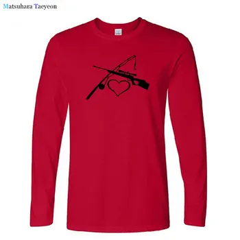Vtipné Tričko pre Mužov Cool Jeseň Novú Lásku Rybárske potreby Tlače T-shirt Príležitostné O-Krk Dlhý Rukáv Top Streetwear Pánske Oblečenie
