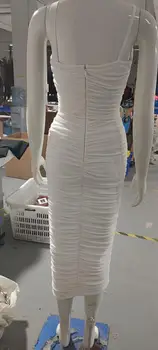2020 Nové Ženy Fashion White V Krku Backless Šaty, Sexy Špagety Popruh Čipky Celebrity Dráhy Party Šaty Vestidos
