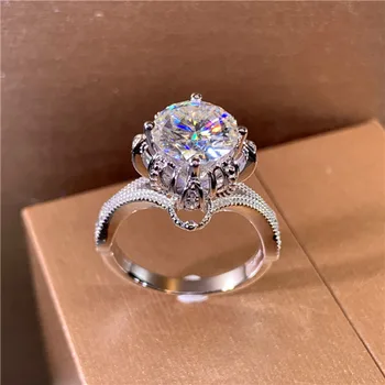 18K Gold ring 1ct D farba VVS Moissanite Diamantový Prsteň snubný prsteň So národný certifikát 0011