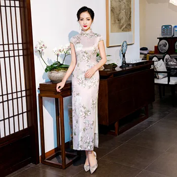 Plus Veľkosť 5XL Rayon Tradičnej Čínskej Ženy Jednoduché Šaty Vintage Lady Dlho Qipao Jar Sexy Cheongsam