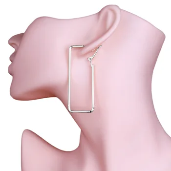 Obdĺžnik hoop Náušnice pre ženy zlato strieborná farba jednoduché ucho Príslušenstvo veľkoobchod šperky hot 2019