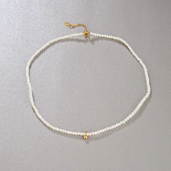 S925 strieborné pozlátené 18k zlata jednoduchý klasický elegantný prírodný perlový náhrdelník