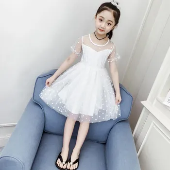Dievčenské Šaty Letné kórejský Teenage Oblečenie Krátky Rukáv Dot Oka Party Šaty Módne Princezná Kostým plesové Šaty Tutu Šaty 3-10 TON