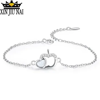 Sladké romantické tvare srdca apple moonstone žena diamantový náramok Luxusné Vynikajúce Tvorivé Jednoduché lesk Valentína Darček