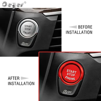 Ceyes Auto Motor Štart Stop Vypínač Tlačidlo Zapaľovania Sa Vzťahuje Styling Príslušenstvo Krúžok Prípade Pre Bmw X3 X4 X5 X6 5 6 7 Série Nálepky