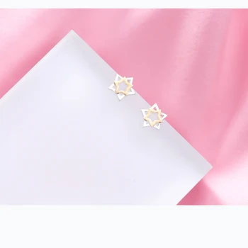 INZATT Reálne 925 Sterling Silver Minimalistický Geometrické Duté Star Stud Náušnice, Módne Šperky Pre Ženy, Party Doplnky, Darčeky