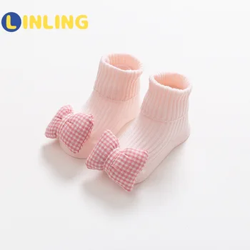LINLING 3ks/Veľa Detí Ponožky Jeseň Zima Dojčenské Ponožky Roztomilý 3D animovaný Bábika Ponožky Lepidlo Non-Slip Detská Izba Ponožky V616