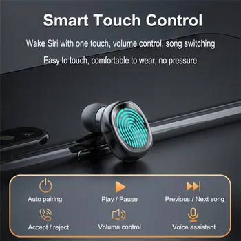 TWS Bluetooth Slúchadlá V5.0 Bezdrôtový In-ear Stereo MIKROFÓN Slúchadlá 8D HIFI Hluku Conceling Športové Slúchadlá pre IOS a Android