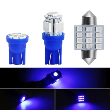 13 Ks/set Auto Interiérové LED Žiarovky Modrá Atmosféru Lampy, Stropné špz Žiarovky Auto-Styling Dome Dekorácie, Osvetlenie 12V