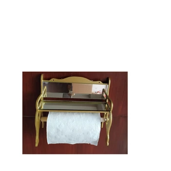 Drevené, Bambusové make-up zrkadlo, Toaletný Papier, Uterák Držiteľ Kúpeľňa Kuchynské Nástenné dekorácie zlato nástenné hodiny