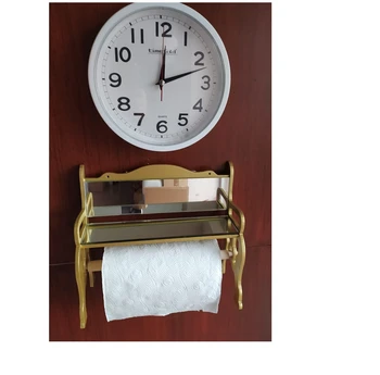 Drevené, Bambusové make-up zrkadlo, Toaletný Papier, Uterák Držiteľ Kúpeľňa Kuchynské Nástenné dekorácie zlato nástenné hodiny