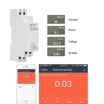 OTVORTE 1P Din lištu WIFI energie monitorovacie relé typu Smart Switch Diaľkové ovládanie TUYA APLIKÁCIU pre Smart home