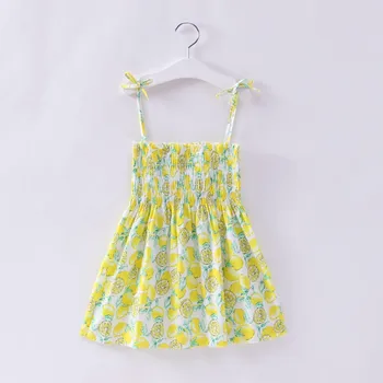 2020, BABY, Baby Ruched Party Šaty Dievča Vytlačené Lemmon Cool Kluk Kostým Príčinné Voľné Roztomilý Šaty Letné Nové Detské Oblečenie