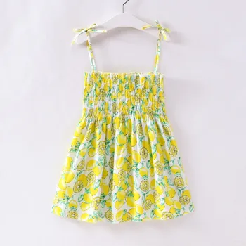 2020, BABY, Baby Ruched Party Šaty Dievča Vytlačené Lemmon Cool Kluk Kostým Príčinné Voľné Roztomilý Šaty Letné Nové Detské Oblečenie