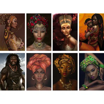 5d Plné Námestie Kolo Vŕtačka Black Africká Žena, Dievča Diamond Výšivky Cross Stitch DIY Diamond Maľovanie Domov Izba Dekor