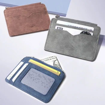 Umelé PU Multi-karta Kreditná karta Kryt Zipsu Matné ID Držiteľa Karty Retro Univerzálne Slim Mince Kabelku Karty Taška Hot Predaj