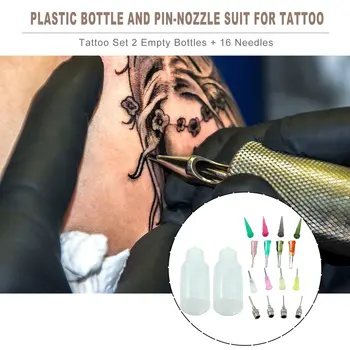 Tetovanie Vložiť Práškové Lakovanie Farbu Maľby Tetovanie Nástroj Plastovej Fľaši + Ihla Úst Nastaviť Tetovanie Dodávky
