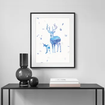 Abstrakt Zvierat Žirafa, Slon Jeleň Elk Wall Art Plátno na Maľovanie Nordic Plagáty a Potlačou obrazov na Stenu pre Obývacia Izba Dekor