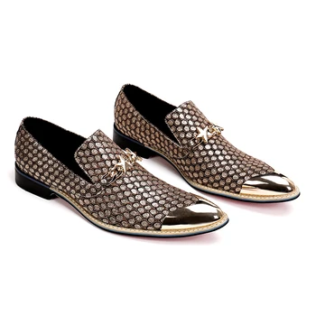 Taliansky pánske topánky značky muž gold steel toe mens formálne topánky Star originálne kožené mokasíny zapatos hombre vestir office topánky