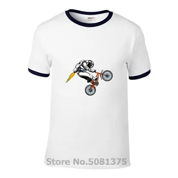 Bežné mužov Astronaut Biker Priestor na Bicykli Skok Galaxy Cestovanie, T košele 2020 Vintage predaj Módnych nemecké auto Patin-Bug-BMX T-shirts