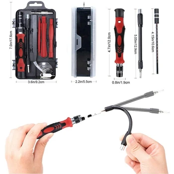 135 In1 Skrutkovač netic Nástroje, Držiaky na Mobil, Tablet, Počítač Okuliare Opravy DIY Tool Kit (Black Red)