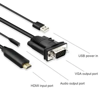 HDMI Konvertor VGA Kábel S 3,5 mm Jack Audio Výstup USB Kábel Audio Video Adaptér 6 ft/1.8 M 1080P pomer Mužov a Muž Pre PC, Notebook