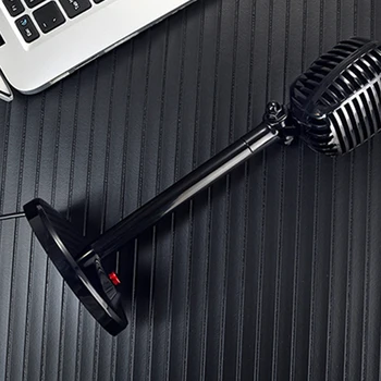 Non Slip Desktop Mikrofón Anti-noise Multifunkčné Živé vystúpenie Pre Počítač 3,5 mm USB Hra Konferencie Karaoke Retro