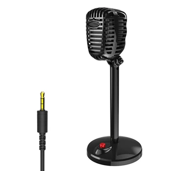Non Slip Desktop Mikrofón Anti-noise Multifunkčné Živé vystúpenie Pre Počítač 3,5 mm USB Hra Konferencie Karaoke Retro