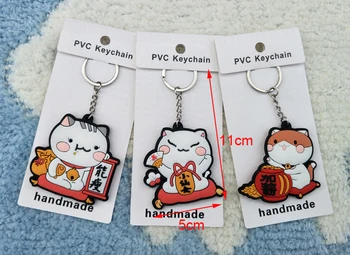 IVYYE 1PCS Kawaii Šťastie Mačka Anime prívesok na PVC Obrázok Keyring roztomilé Hračky Keychain Keyholder Narodeninám Unisex NOVÉ