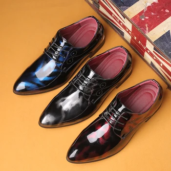2020 formálne obuv muži šaty topánky patent kožené topánky talianskej mužov, svadobné topánky
