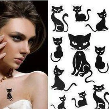 10 listy Sexy Black Cat Vody Transfer na Nechty, Nálepky Tetovanie Nálepky Manikúra Fólie Zábaly DIY Štýlové Dekorácie Nástroje