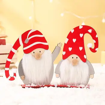 Drevené Cartoon Santa Claus Ozdobné Stolové Dekorácie Ploche Ozdoby DIY Domu Vianočné Navidad Darčeky na Nový Rok 2021