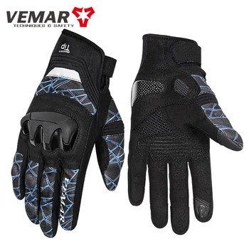Guanti da moto con marchio VEMAR Logo riflettente v maglia estiva guanti da moto 3D proteggi Off Road Racing guanti da equitazi