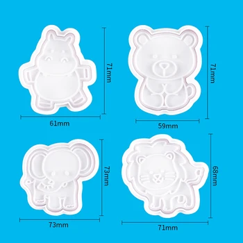 4Pcs/Set Cartoon Králik Opice Plastové Biscuit Formy DIY Kuchyňa Cake Zdobenie Nástroje Cookie Cutter Pečiatka Fondant Embosser Plesní
