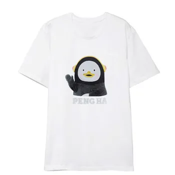 Nový kórejský Módne Kpop PENGSOO T Košele Hip Hop K Pop Cartoon Tričko Harajuku Streetwear Letné Topy PENGSOO Tee Košele