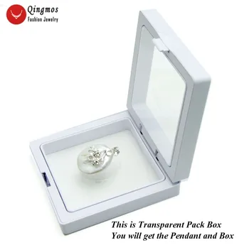 Qingmos Prírodné Perlový Náhrdelník Prívesok pre Ženy s 20 mm Biele Oválne Perlový Náhrdelník Chokers Reťazca 17