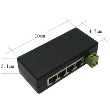 4 Port, PoE Injektor 4CH PoE Napájací Adaptér Ethernet Napájanie Pin 4,5(+)/7,8(-) Vstup DC12-48V Pre IP Kamery