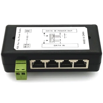 4 Port, PoE Injektor 4CH PoE Napájací Adaptér Ethernet Napájanie Pin 4,5(+)/7,8(-) Vstup DC12-48V Pre IP Kamery