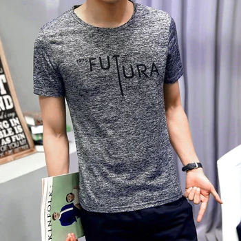 V pohode T-Shirts Muži Móda Základné Vytlačené T-shirt Mens Oblečenie Bežné Tričko Letné Tee Futura List Sivá Kórea Štíhly Štýl 2020