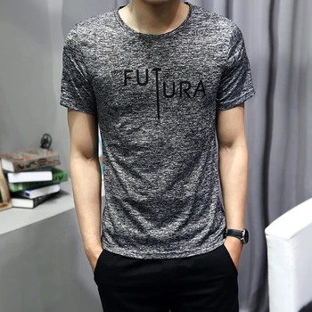 V pohode T-Shirts Muži Móda Základné Vytlačené T-shirt Mens Oblečenie Bežné Tričko Letné Tee Futura List Sivá Kórea Štíhly Štýl 2020