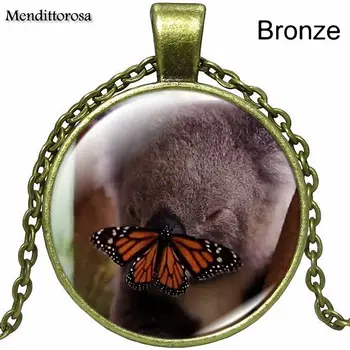 Strieborné Pozlátené Šperky, Sklo S Cabochon Choker Dlhý Náhrdelník Prívesok Pre Unisex Darčekové Medveď Motýľ