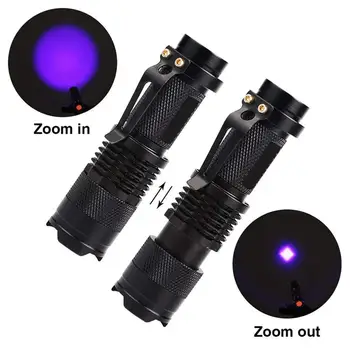 Nové Prenosné Prenosné LED UV Lampa s Ultrafialovým Baterka So Zoomom Funkcia Čierne 365/395 nm Detektor AA/14500 Batérie