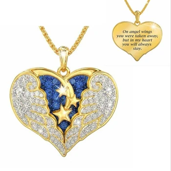 Nové Kreatívne Zlatá Farba Crystal Srdce Náhrdelník Prívesok Pre Ženy Hviezdy Krídla Collares Reťazca Náhrdelníky Ženské Módne Šperky