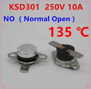 10pcs/veľa KSD301 10A250V 135 Stupňov Celzia (n.o.) Zvyčajne Otvorené regulácia Teploty Termostat Prepínač Tepelnej Protector